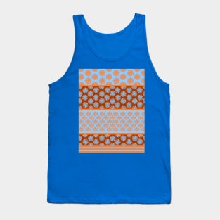 Japanese Geometric Classic Motif Patchwork Pattern Orange Tank Top